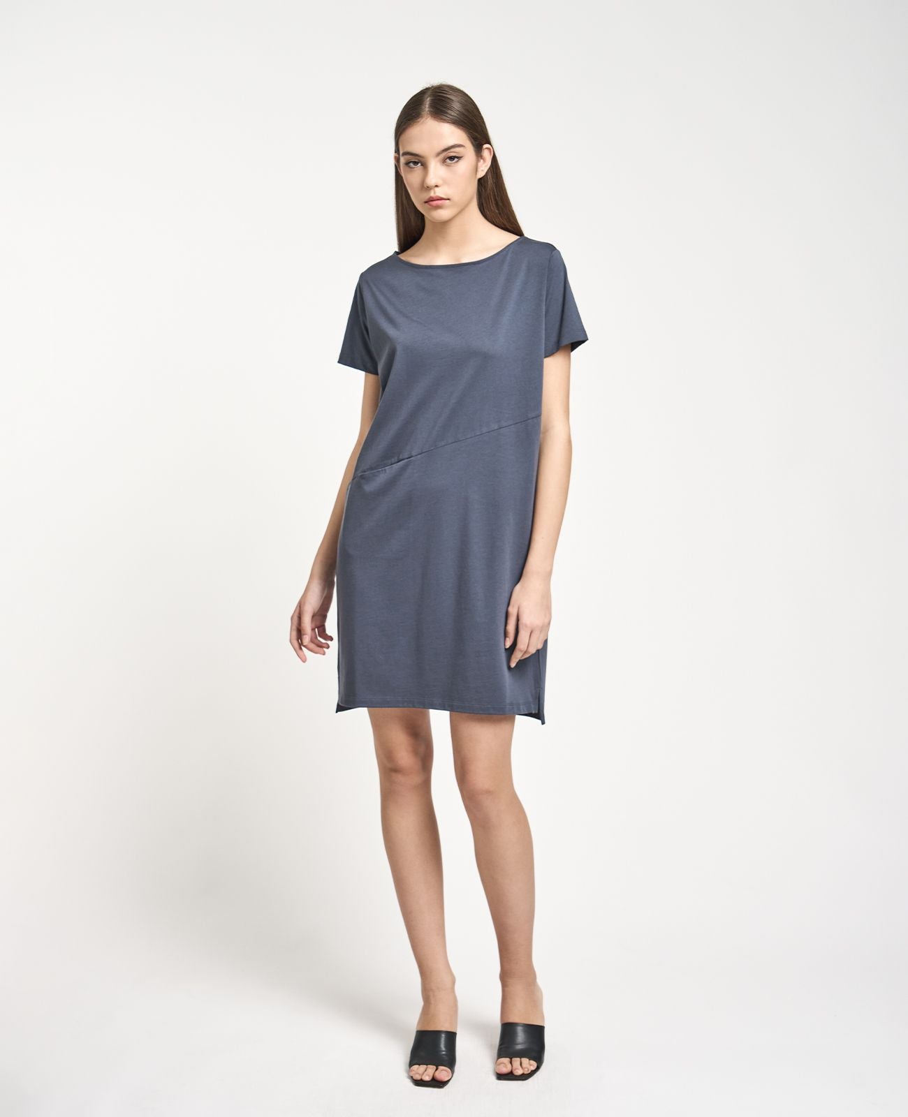 Women Supima Cotton Supima Boat Neck Tee Dress GWDRS00057G69