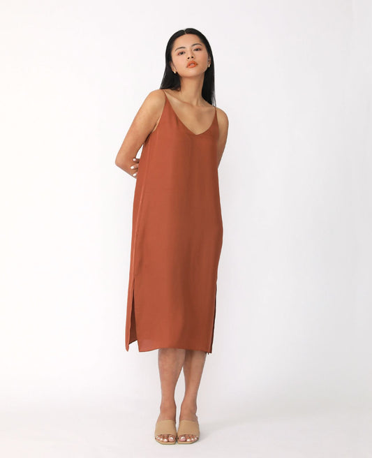 Women Silk Silk Signature V Slip Dress GWDRS00059G81